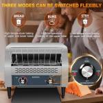 SUCICENI Commercial Conveyor Toaster 450 Slices/H Industrial Toasters 3 Slice at Time 2600W Bun Toasters with Dual Heating Tube for Bagel Bread Croissant Waffle Bakery Restaurant Cafe (450 slice/Hour)