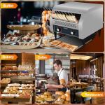 SUCICENI Commercial Conveyor Toaster 450 Slices/H Industrial Toasters 3 Slice at Time 2600W Bun Toasters with Dual Heating Tube for Bagel Bread Croissant Waffle Bakery Restaurant Cafe (450 slice/Hour)