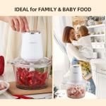 COOKZHOM Food Processor,Electric Food Chopper with 500W Stainless Steel Motor & 2 Sharp Blade Sets,8-Cup Glass Bowl for Meat, Vegetables, Fruits and Nuts