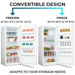 Kenmore 14.0 Cubic Feet Capacity Upright freezer - Convertible Refrigerator/Freezer, 4 Shelves, Garage Ready, Meat Storage, Auto Defrost, Congelador For Home, Apartment, Basement, Dorm, White