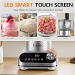 Camic 600W Food Processor, 72OZ Large Capacity Countertop Electric Vegetable Chopper with 6 Preset Programs,BPA Free, Stainless Steel Blades for Ice Crushing, Mixing, Chopping,Clicing