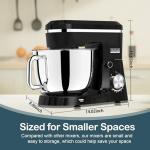 Electric Stand Mixer with 6.5QT Bowl with Handle, Household Food Mixer, Kitchen Mixer with Tilting Head for Bread Dough and Cake with Dough Hook, Whisk, Splash Guard and Egg Separator (Black)