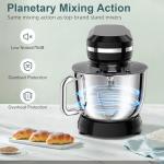 Electric Stand Mixer with 6.5QT Bowl with Handle, Household Food Mixer, Kitchen Mixer with Tilting Head for Bread Dough and Cake with Dough Hook, Whisk, Splash Guard and Egg Separator (Black)