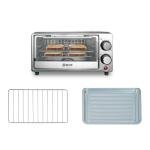 Kitchen Elite 4-Slice Toaster Oven, Compact Countertop Appliance with Bake Tray, Wire Rack, Adjustable Timer, and Temperature Control, Black