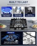 SENGMATE 12 Inch Gas Cooktop, 2 Burner Gas Stove Top, Built-In or Countertop Installation, Black Tempered Glass, NG/LPG Convertible, Flame Out Protection, Ideal for RVs, Apartments & Cabins