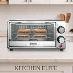 Kitchen Elite 4-Slice Toaster Oven, Compact Countertop Appliance with Bake Tray, Wire Rack, Adjustable Timer, and Temperature Control, Black