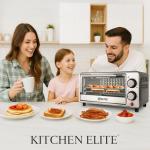 Kitchen Elite 4-Slice Toaster Oven, Compact Countertop Appliance with Bake Tray, Wire Rack, Adjustable Timer, and Temperature Control, Black