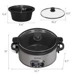 Sunvivi 4QT Slow Cooker, Programmable Pot with Locking Lid, Removable Ceramic Pot, 3 Heating Settings & Time Control,Dishwasher-safe Lid, Grey