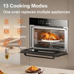 ROBAM 24-Inch Built-In Combi Steam Oven with 13 Cooking Functions, 50 Pre-Programmed Recipes, High-Temp Steam, Convection Bake, 3000W, Touch Control, Stainless Steel, 1.7 Cu. Ft. (Black)