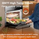 ROBAM 24-Inch Built-In Combi Steam Oven with 13 Cooking Functions, 50 Pre-Programmed Recipes, High-Temp Steam, Convection Bake, 3000W, Touch Control, Stainless Steel, 1.7 Cu. Ft. (Black)