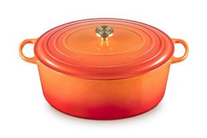 Le Creuset Enameled Cast Iron Signature Oval Dutch Oven, 15.5 qt., Flamme Doree with Crucible Knob