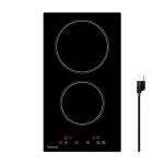 Gudsunal 2 Burner Electric Cooktop, 2000 Watt, 110V with Plug,12 Inch Touch Control Electric Stove Top for Countertop & Built-in Use, Timer, Child Lock, Hot Surface Indicator Included,Matte Black