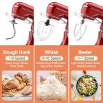 CEBORY 3-IN-1 Electric Stand Mixer, 6.5QT Bowl 660W 10-Speed Kitchen Mixer, Household Food Mixers include Dough Hook, Beater and Whisk, Bread Cake Mixer for Baking and Most Home Cooks, Red