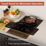 Gudsunal 2 Burner Electric Cooktop, 2000 Watt, 110V with Plug,12 Inch Touch Control Electric Stove Top for Countertop & Built-in Use, Timer, Child Lock, Hot Surface Indicator Included,Matte Black