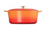 Le Creuset Enameled Cast Iron Signature Oval Dutch Oven, 15.5 qt., Flamme Doree with Crucible Knob