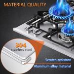 24 inch Gas Cooktop, Bulit-in Gas Stove Top with 4 Burner, NG/LPG Convertible Cooktops, Dual Burner Propane Cooktop with Thermocouple Protection, Stainless Steel