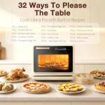 ROBAM Toaster Air Fryer Oven Combo, Countertop Convection Cooker with Bake & Fry, 1.2 Cu.Ft Large Capacity Combi Steam Oven, 32 Preset Recipes, Smart Touch Precise Temp Control, Multi-Stage (White)