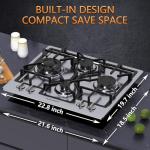 24 inch Gas Cooktop, Bulit-in Gas Stove Top with 4 Burner, NG/LPG Convertible Cooktops, Dual Burner Propane Cooktop with Thermocouple Protection, Stainless Steel