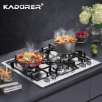 24 inch Gas Cooktop, Bulit-in Gas Stove Top with 4 Burner, NG/LPG Convertible Cooktops, Dual Burner Propane Cooktop with Thermocouple Protection, Stainless Steel