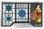 KOXKING 30 Inch Gas Cooktop with Griddle, 5 Burner Stainless Steel Built-In Drop-In, NG/LPG Convertible, Thermocouple Flame Failure Protection, Metal Knobs