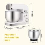 Kitchen in the box Stand Mixer,3.2Qt Mini Electric Food Mixer,6 Speeds Portable Lightweight Kitchen Mixer for Daily Use with Egg Whisk,Dough Hook,Flat Beater (White) (Renewed)