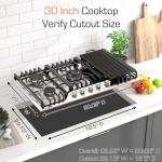 KOXKING 30 Inch Gas Cooktop with Griddle, 5 Burner Stainless Steel Built-In Drop-In, NG/LPG Convertible, Thermocouple Flame Failure Protection, Metal Knobs