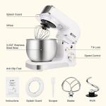 Kitchen in the box Stand Mixer,3.2Qt Mini Electric Food Mixer,6 Speeds Portable Lightweight Kitchen Mixer for Daily Use with Egg Whisk,Dough Hook,Flat Beater (White) (Renewed)