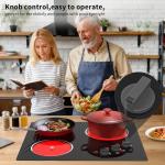 VBGK Electric Cooktop,24 inch 220V Electric Stove Top,Touch and Knob Control,LED,9 Power Levels, Kids Lock &Timer,Overheat Protection,5000W 3 burner cooktop.