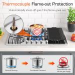 KOXKING 30 Inch Gas Cooktop with Griddle, 5 Burner Stainless Steel Built-In Drop-In, NG/LPG Convertible, Thermocouple Flame Failure Protection, Metal Knobs