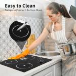 VBGK Electric Cooktop,24 inch 220V Electric Stove Top,Touch and Knob Control,LED,9 Power Levels, Kids Lock &Timer,Overheat Protection,5000W 3 burner cooktop.