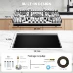 Hibghse Gas Cooktop 30 inch with 5 Sealed Burners, Built-in Gas Stove Top Stainless Steel Propane Cooktop with Thermocouple Protection, NG/LPG Convertible