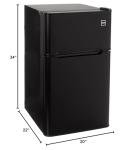 RCA - 2-Door - Compact Refrigerator/Freezer - Reversible Doors - Adjustable Thermostat - 3.2 Cu. Ft. - Black,