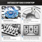 Hibghse Gas Cooktop 30 inch with 5 Sealed Burners, Built-in Gas Stove Top Stainless Steel Propane Cooktop with Thermocouple Protection, NG/LPG Convertible