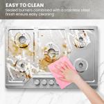 Hibghse Gas Cooktop 30 inch with 5 Sealed Burners, Built-in Gas Stove Top Stainless Steel Propane Cooktop with Thermocouple Protection, NG/LPG Convertible