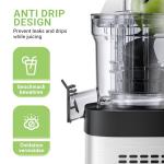 AMZCHEF Cold Press Juicer, Juicers Machines - 3.2" Large Feed Chute for Whole Fruits & Vegetables, Stainless Steel Slow Masticating Juice Easy to Clean, Large Auger, Double Strainers