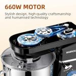 Babroun Dough Mixer 8.45 QT Electric Mixer - 660W 6 Speed Large Capacity Kitchen Stand Mixer with Whisk Dough Hook Mixing Beater Household Food Mixer for Baking Cakes Cookie Bread Salad(Black)