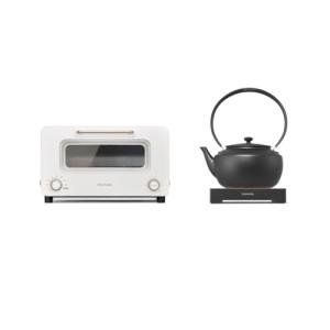 BALMUDA Combo Pack: The Toaster Pro Off-white & MoonKettle Black | Steam Oven Toaster & Electric Kettle with Temp Control