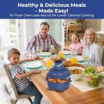 Rosewill 4-in-1 Portable Glass Air Fryer, 4.7QT Transparent Glass Cooking Pot with Storage Lid & Tongs, Compact Smart for Deep Roast, Recrisp, Keep Warm – Navy Blue