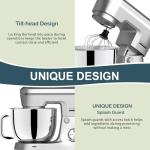 Household Stand Mixer with 6.5 Quart Bowl, Electric Food Mixer 10+p Speeds 660W, Kitchen Tilt-Head Bread Dough and Cake Mixers with Dough Hook, Whisk, Beater, Splash Guard