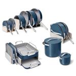 Caraway 31-Piece Ceramic Cookware Bundle - Fry Pans, Saucepans, Sauté Pan, Dutch Oven, Petite Cooker, Stir Fry, Rondeau, Stock Pot, Grill & Griddle Pans, Roasting Pan, Racks, Organizers - Navy