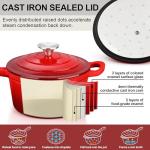 Enameled Cast Iron Sauce Pan with Lid, Leonyo 1 Quart Saucepan with Lid, Small Enamel Cast Iron Dutch Oven Kitchen Cookware for All Cooktops Cooking Pasta, Soup, Milk - Up to 500°F & 4.4Lbs, Red