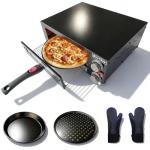 BeyGior Electric Pizza Oven Indoor,12 inch Countertop Pizza Maker with Viewing Window,Stainless Steel Commercial Pizza Oven, Removable Handle,Dual Baking Trays and Oven Mitts