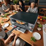 BeyGior Electric Pizza Oven Indoor,12 inch Countertop Pizza Maker with Viewing Window,Stainless Steel Commercial Pizza Oven, Removable Handle,Dual Baking Trays and Oven Mitts