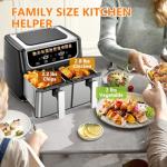 OLIXIS Dual Basket Air Fryer, 9.5 Quart Large Air Fryer with Double Basket, Independent TEMP Control, Sync Setting, Shake Reminder, 10 Presets for Bake, Broil, Defrost, Dehydrate, Black