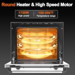 Culistra Commercial Covection Oven, 66Qt/62L, Half-Size Electric Convection Oven Contertop, 1750W, Enameled, Stainless Steel Chamber, 4-tier Toaster, for Catering, Bakeries, Hotel, CSA Certification