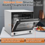 Culistra Commercial Covection Oven, 66Qt/62L, Half-Size Electric Convection Oven Contertop, 1750W, Enameled, Stainless Steel Chamber, 4-tier Toaster, for Catering, Bakeries, Hotel, CSA Certification