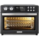 28QT Air Fryer Toaster Oven Combo, Large 12-in-1 Convection Countertop Oven with 3-Layer Cooking, Rotisserie for Chicken, 6 Heating Tubes, Fast Preheat, Fits 11" Pizza, Full Accessories, Sparkle Black