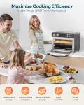 28QT Air Fryer Toaster Oven Combo, Large 12-in-1 Convection Countertop Oven with 3-Layer Cooking, Rotisserie for Chicken, 6 Heating Tubes, Fast Preheat, Fits 11" Pizza, Full Accessories, Sparkle Black