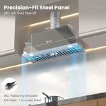 AURAKICH Range Hood 30 Inch Insert - 620CFM Built-in Kitchen Hood with TRUE-COLOR 5500K LED, Complete Exhaust Kit (Charcoal Filters + Duct Pipe), Ducted/Ductless Convertible