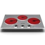 Sunvivi 1800W Triple Burner Portable Electric Ceramic Stove – Knob Control, Indicator Light, Compatible with All Cookware, Ideal for Multiple Cooking Scenarios, Silver